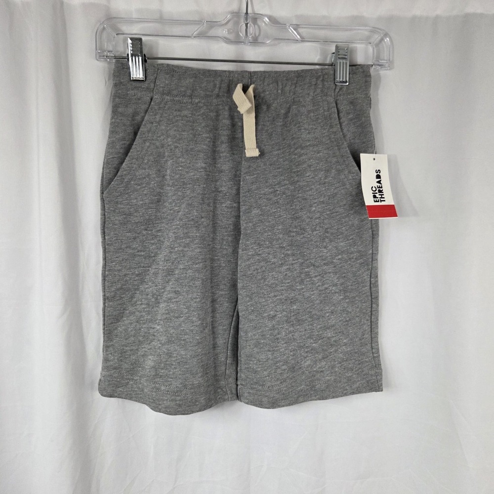 Epic Threads Kids Size Small Drawstring Fleece Shorts Gray